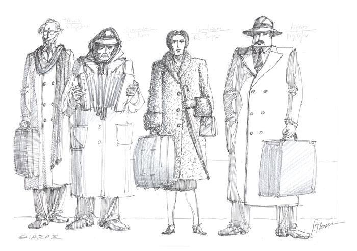 Μακέτα&nbsp;του&nbsp;Γιώργου&nbsp;Πάτσα:&nbsp;κοστούμια&nbsp;για&nbsp;τους&nbsp;πρωταγωνιστές&nbsp;του&nbsp;θιάσου